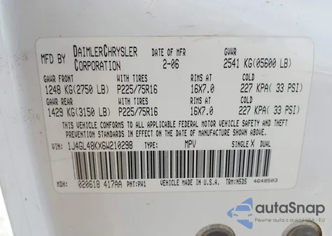 2006 Jeep Liberty Sport from USA, damaged, VIN 1J4GL48KX6W210298